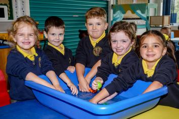 First day in P1 at Dungannon Primary School