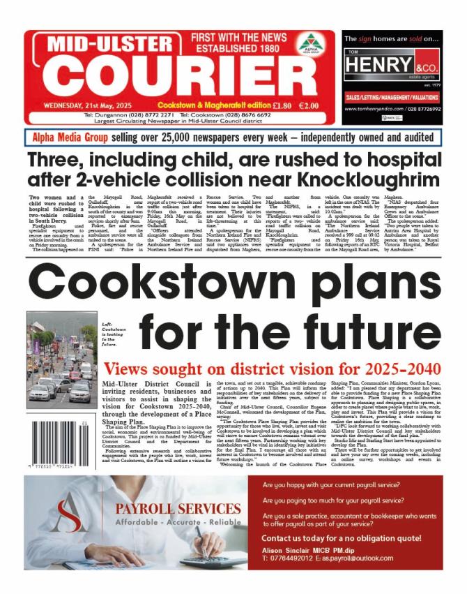 This week's best selling Mid-Ulster Courier... out now...