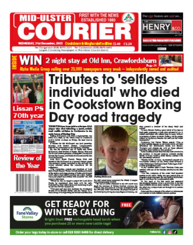 This week's top selling Mid-Ulster Courier...