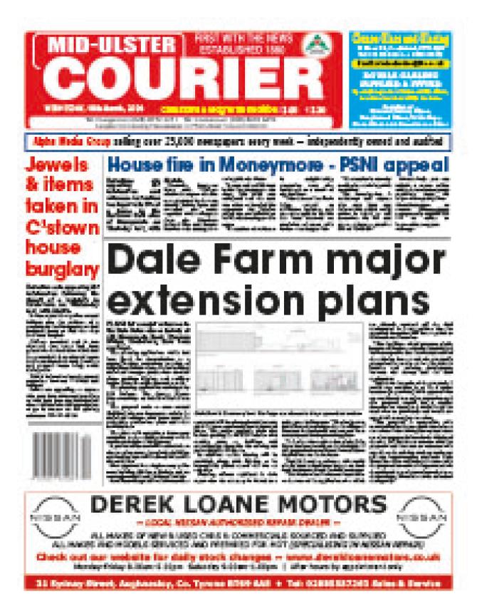 Tuesday morning's top local Mid-Ulster Courier...